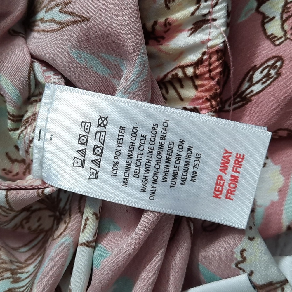 Cupcakes & Cashmere Pink Brown Blue Floral Print Shirt & Pants Sleepwear Size M - Picture 15 of 16